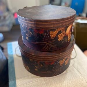 Decorative Round Designer Hat Storage Boxes with Fruit Design